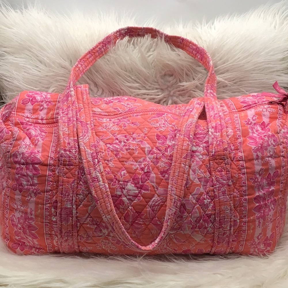 Vera Bradley Pink & Coral Quilted Travel Duffel Bag